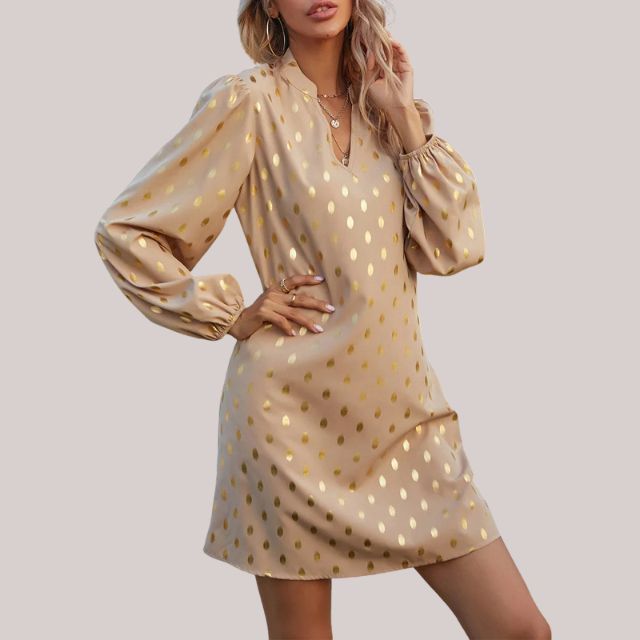 Women's Polka Dot Mini Dress Elegant Cotton