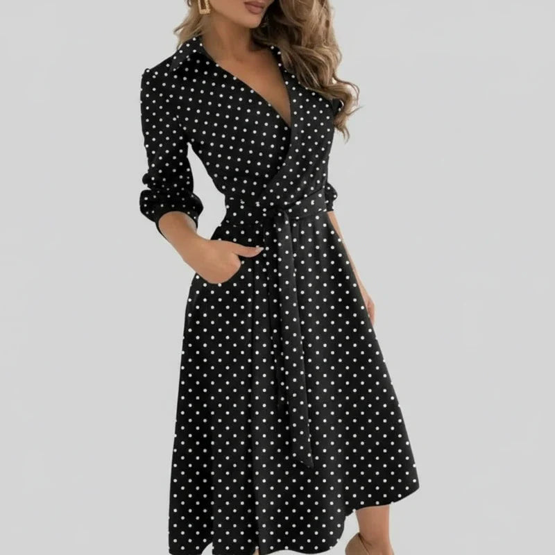 Women's A-Line Midi Dress Belted