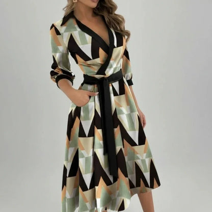 Women's A-Line Midi Dress Belted