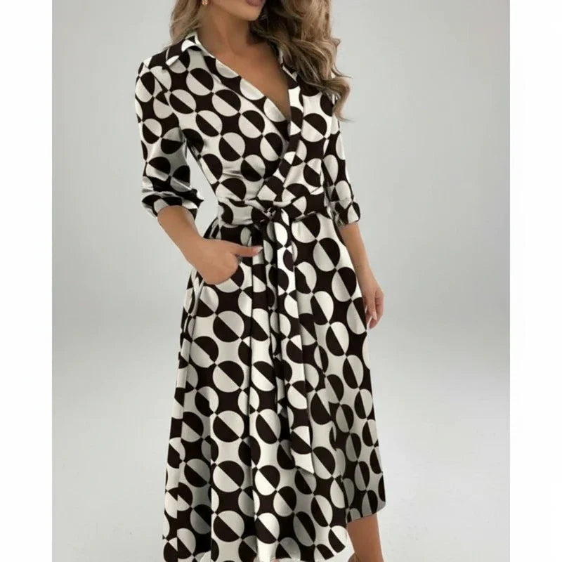 Women's A-Line Midi Dress Belted