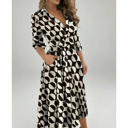 Women's A-Line Midi Dress Belted