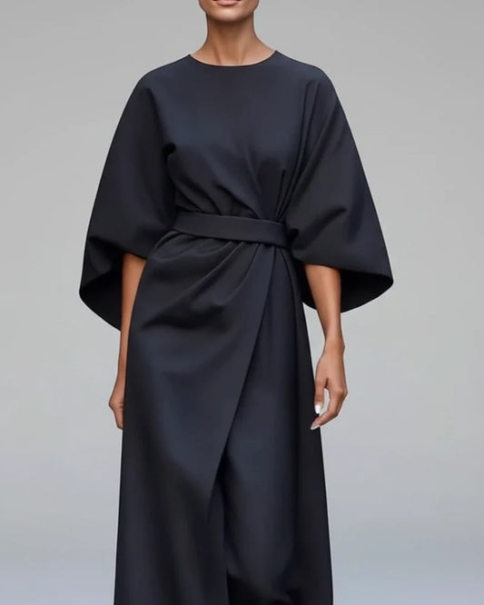 Women's Belted Wrap Midi Dress - Fashinoza