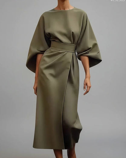 Women's Belted Wrap Midi Dress