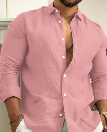 Men's Linen Shirt Comfortable Breathable Natural