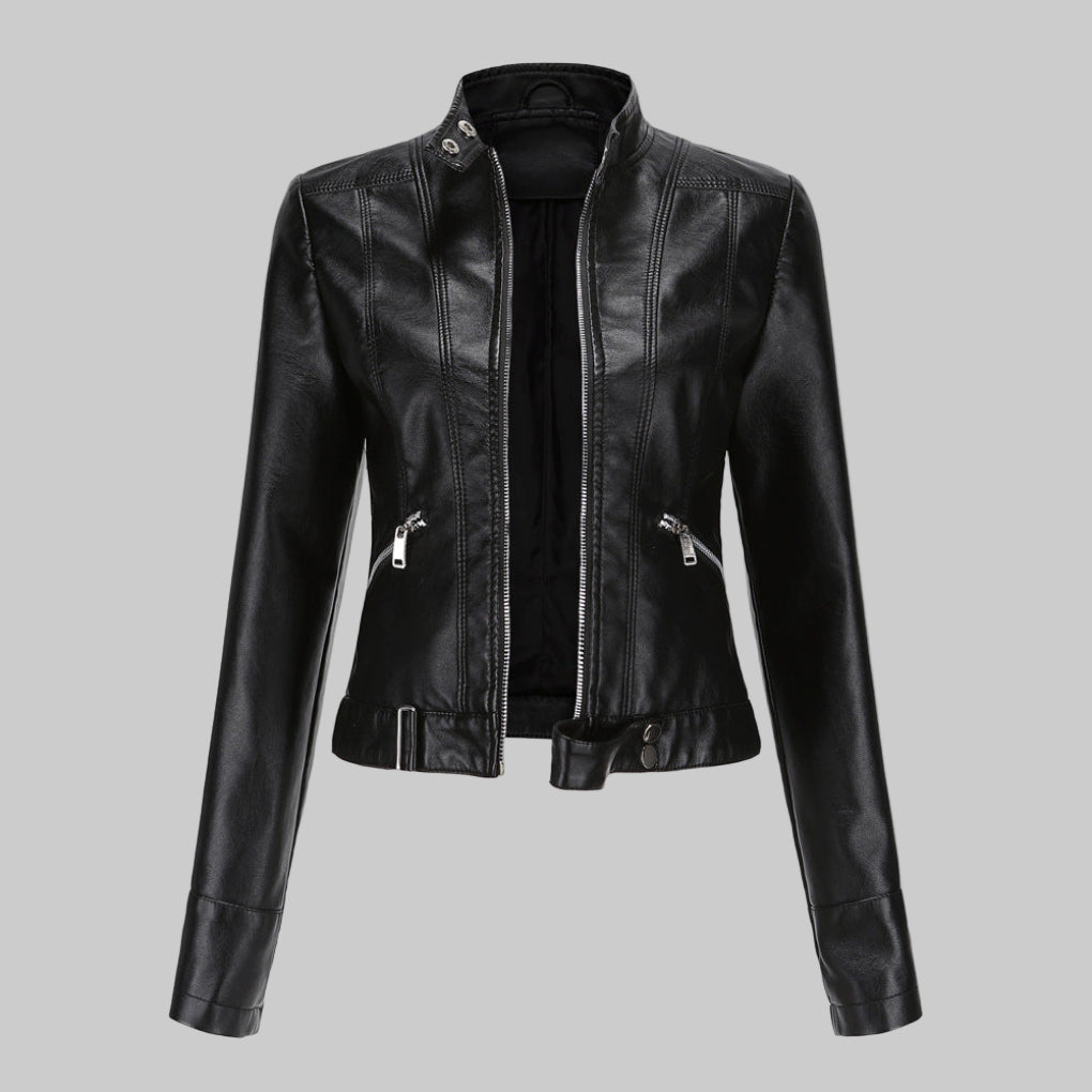 Women's Leather Jacket Elegant Outerwear - Fashinoza