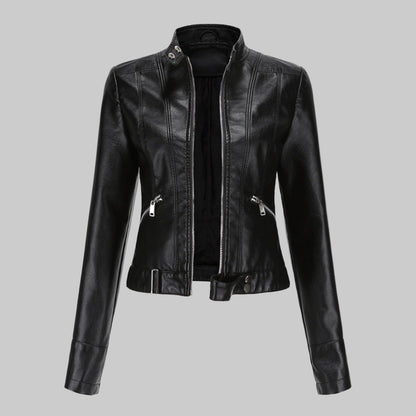 Women's Leather Jacket Elegant Outerwear - Fashinoza