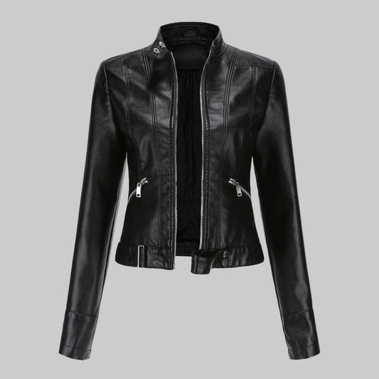 Women's Leather Jacket Elegant Outerwear - Fashinoza