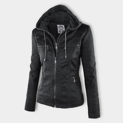 Women’s Hooded Moto-Style Jacket
