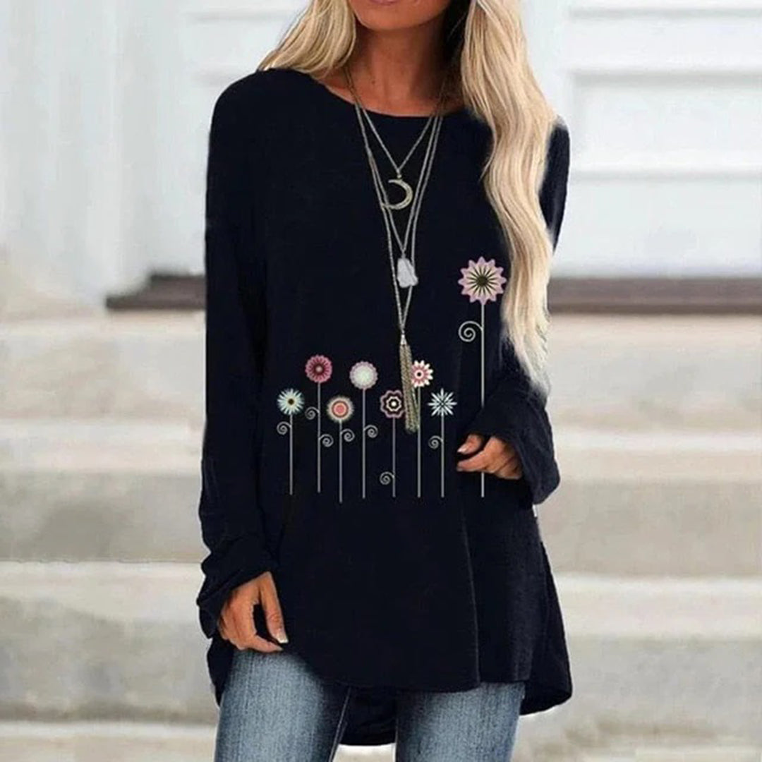 Women's Floral Embroidery Sweatshirt Soft Texture