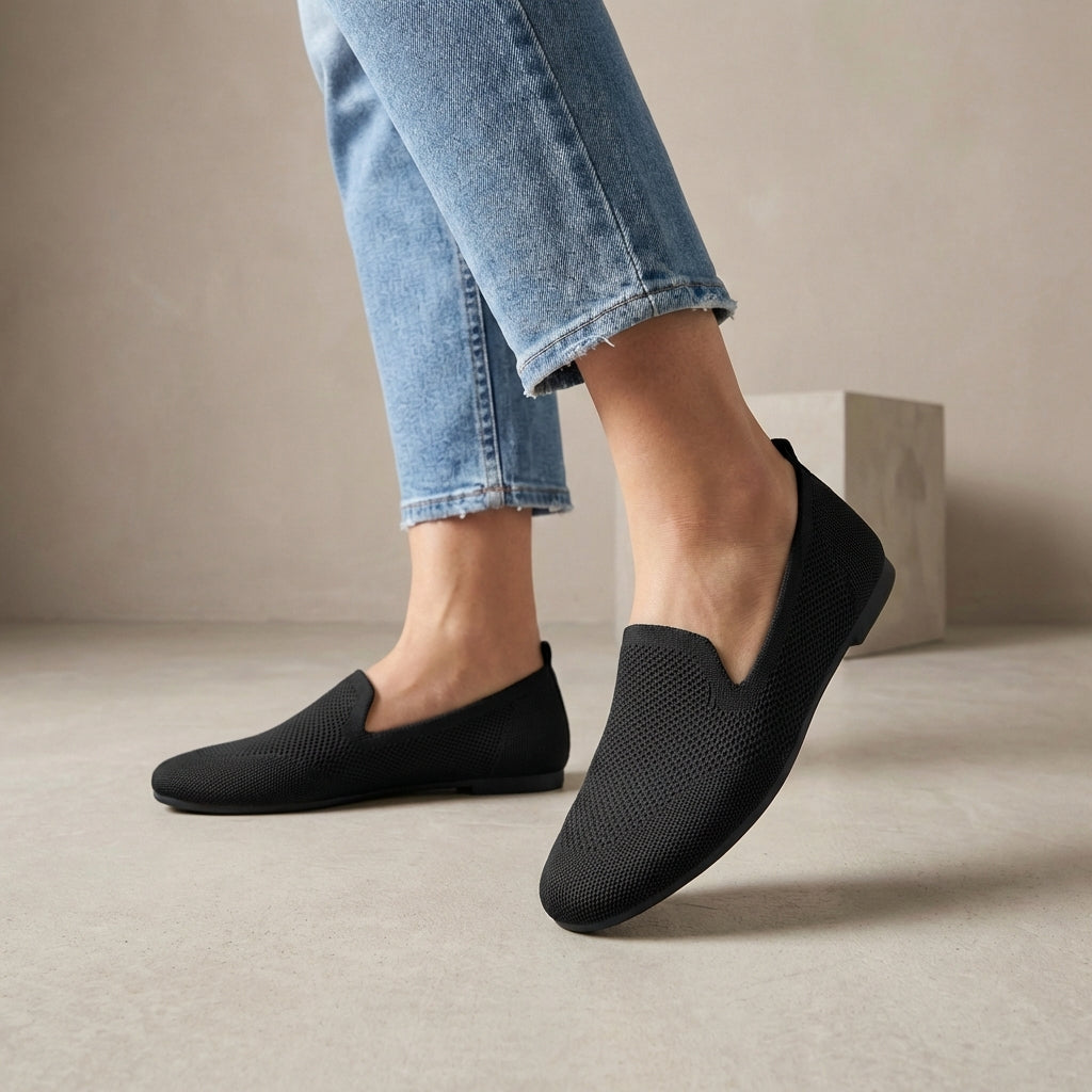 Women's Slip-On Flats Lightweight Breathable Knit Beige