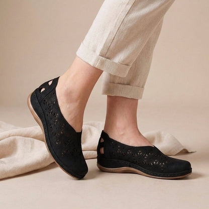 Women's Comfort Flats Breathable Leather Beige