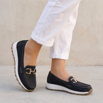 Slip-On Loafers Platform Sole Signature Buckle - 
Fashinoza