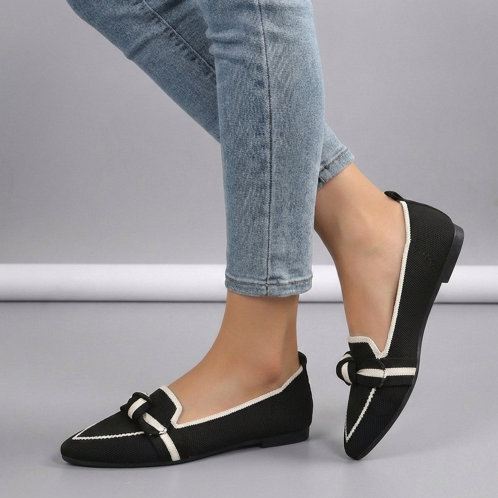 Women's Knitted Slip-On Loafers Pointed Toe