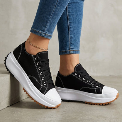Orthopedic Platform Sneakers Canvas Contrast Toe Cap - 
Fashinoza