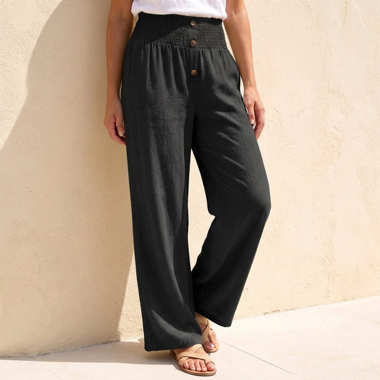 Women's Wide Leg Pants Relaxed Fit Elastic Waist - 
Fashinoza