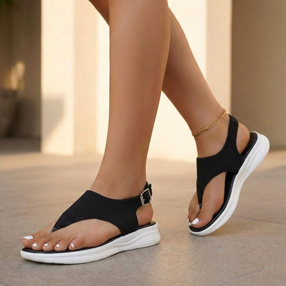 Women's Knit Platform Sandals Adjustable Buckle Closure - 
Fashinoza