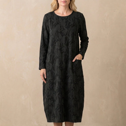 Women's Relaxed Fit Maxi Dress Textured Pattern Patch Pockets