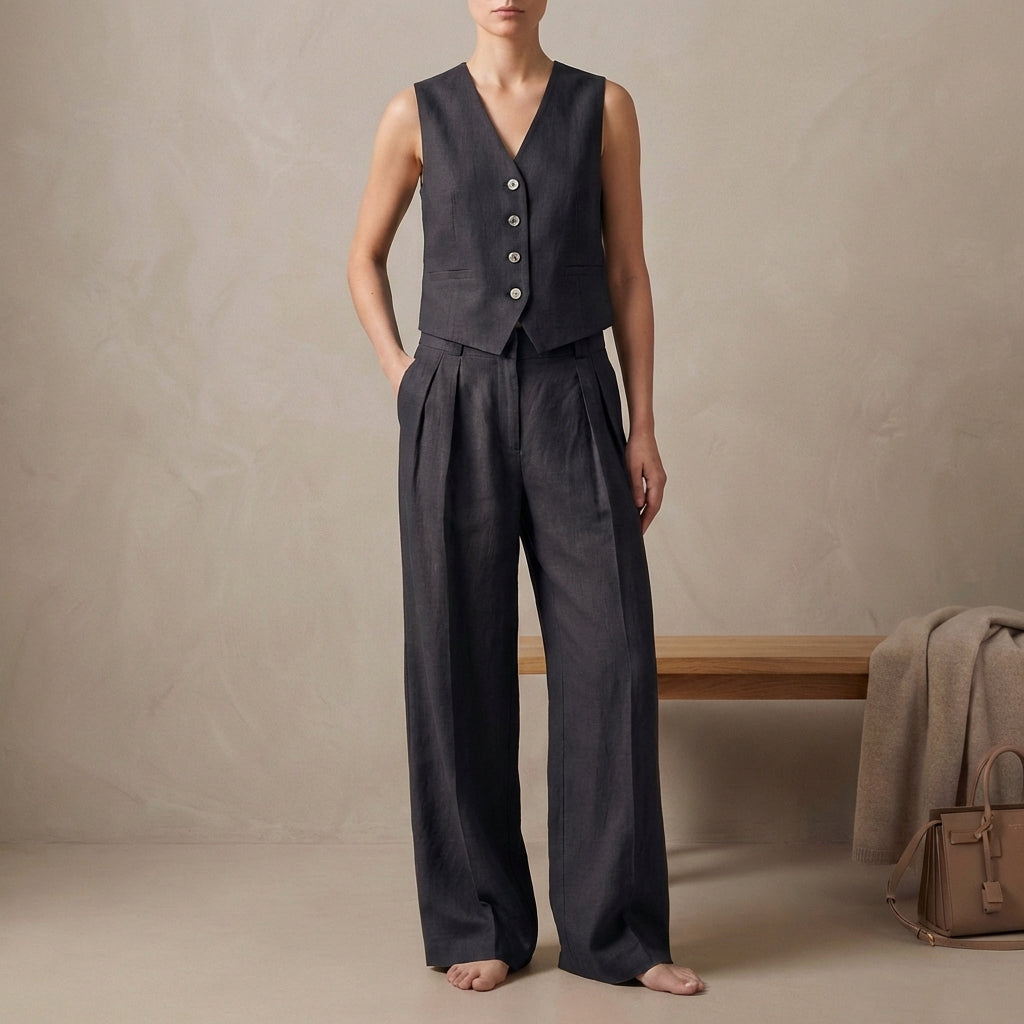 Linen Vest And Trousers Set