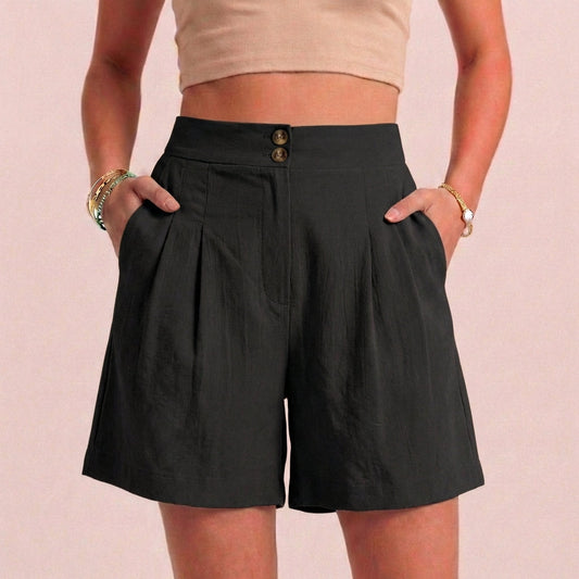 Women's Paperbag Waist Shorts Tailored Pockets - 
Fashinoza
