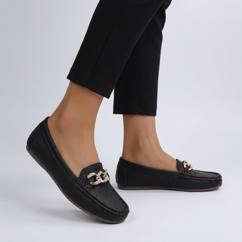 Men's Orthopedic Slip-On Loafers Gold Accent