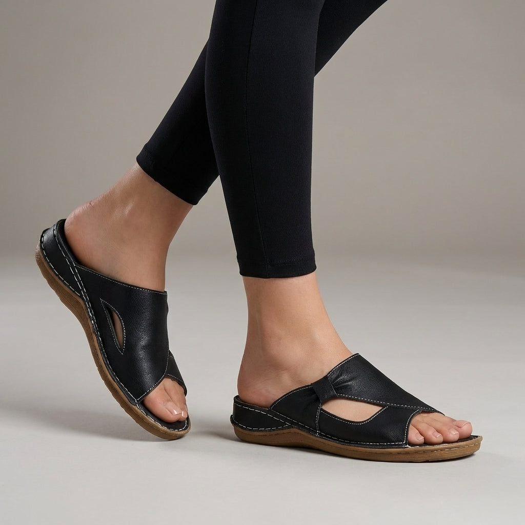 Women's Wedge Sandals Contoured Heel Bow Accent - 
Fashinoza
