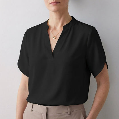 Dionne Women's Relaxed Fit V-Neck Blouse Split Sleeves