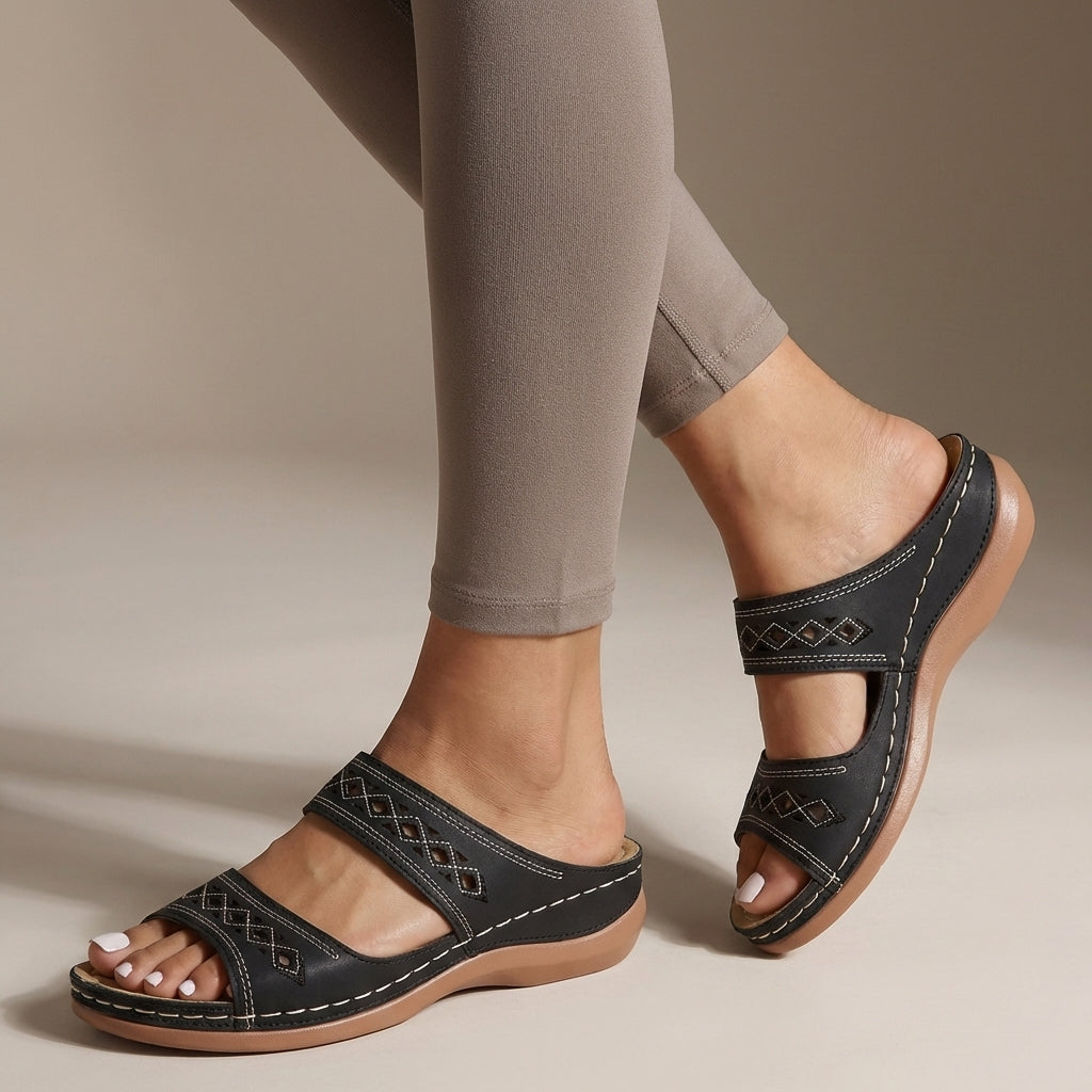 Hershey Women's Orthopedic Sandals Slip-On Leather Brown