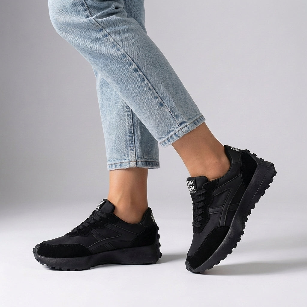 Lace Up Sneakers Chunky Sole Bold Graphic Detail - 
Fashinoza