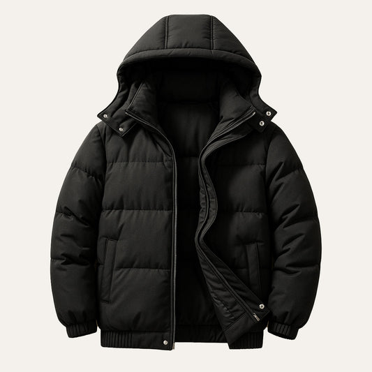 Men's Waterproof Down Hooded Puffer Jacket - Fashinoza