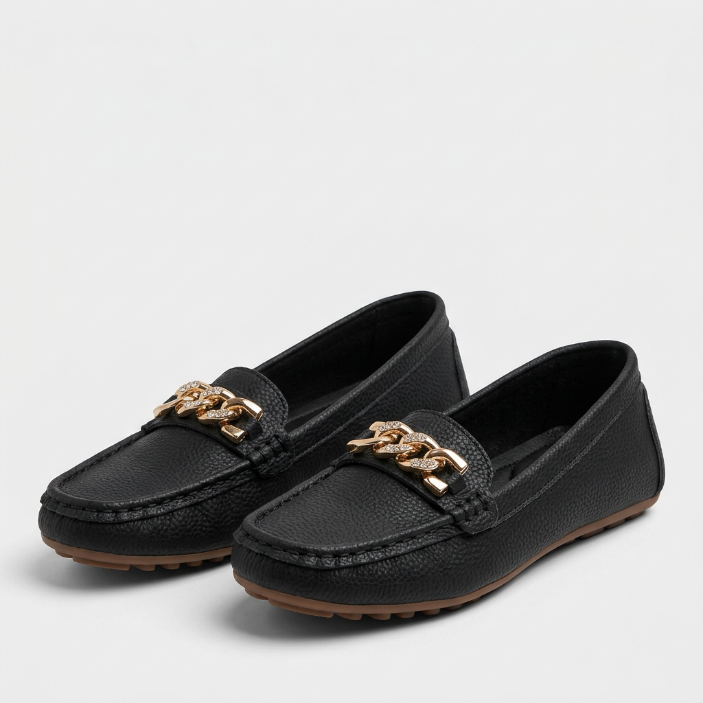 Men's Orthopedic Slip-On Loafers Gold Accent