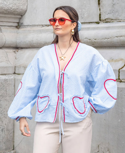 Gabriella | Women Spring Gingham Tie Front Blouse