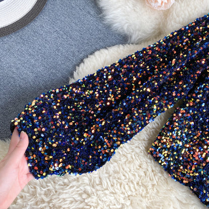 Women's One-Shoulder Glitter Sparkly