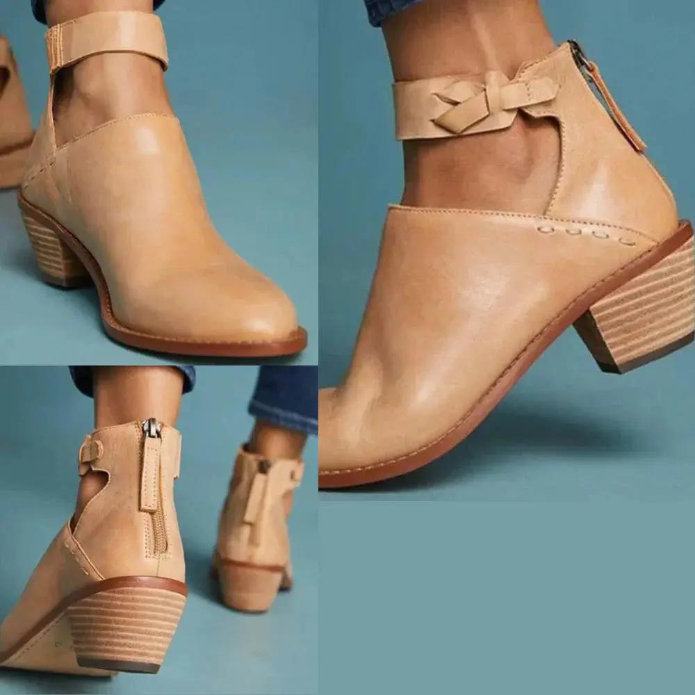 Women's Block Heel Ankle Boots Elegant Style - 
Fashinoza