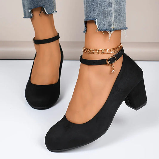 Women's Block Heel Pumps Elegant Versatile Style - 
Fashinoza