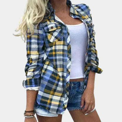 Women's Plaid Blouse Classic Plaid Pattern