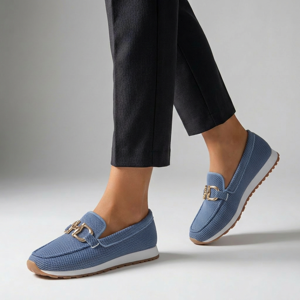 Relaxed Fit Loafers Gold Tone Bit Elevated Platform Sole - 
Fashinoza