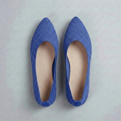 Women's Pointed Toe Slip-On Flats Textured Knit Black