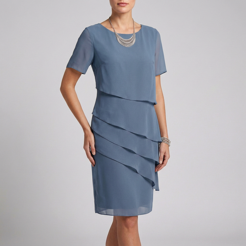 Women's Tiered Ruffle Sleeve Dress - 
Fashinoza