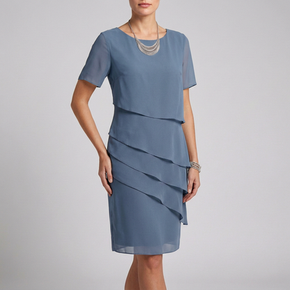 Women's Tiered Ruffle Sleeve Dress - 
Fashinoza