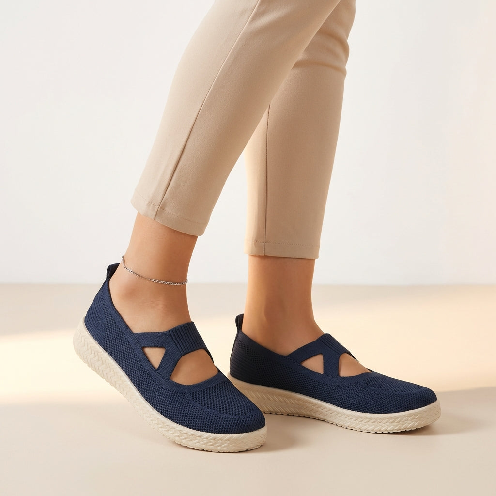 Women's Slip-On Sneakers Breathable Knit Cushioned Platform