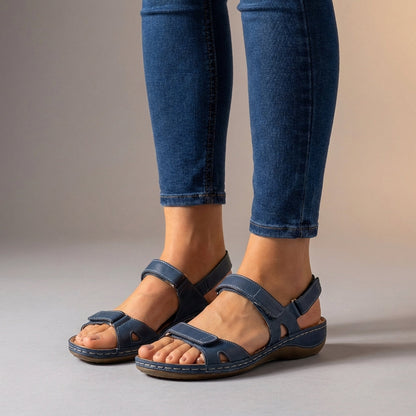 Adjustable Strap Sandals Cushioned Sole Brown - 
Fashinoza