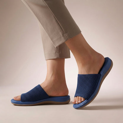 Women's Knit Slide Sandals Contoured Footbed - 
Fashinoza