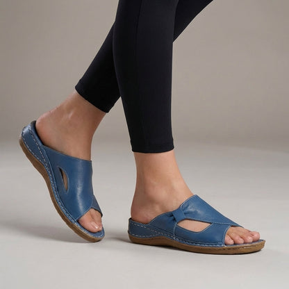 Women's Wedge Sandals Contoured Heel Bow Accent