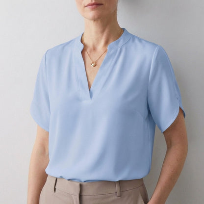 Dionne Women's Relaxed Fit V-Neck Blouse Split Sleeves