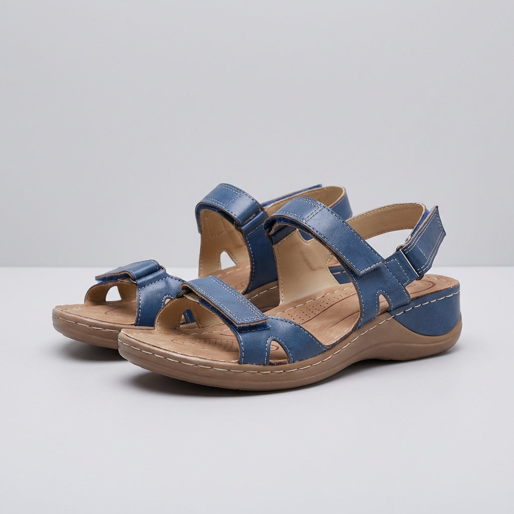 Adjustable Strap Sandals Cushioned Sole Brown