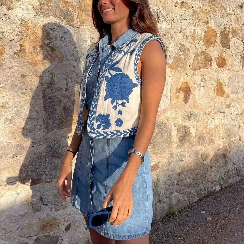 Vivienne Women's Floral Boho Vest - Fashinoza