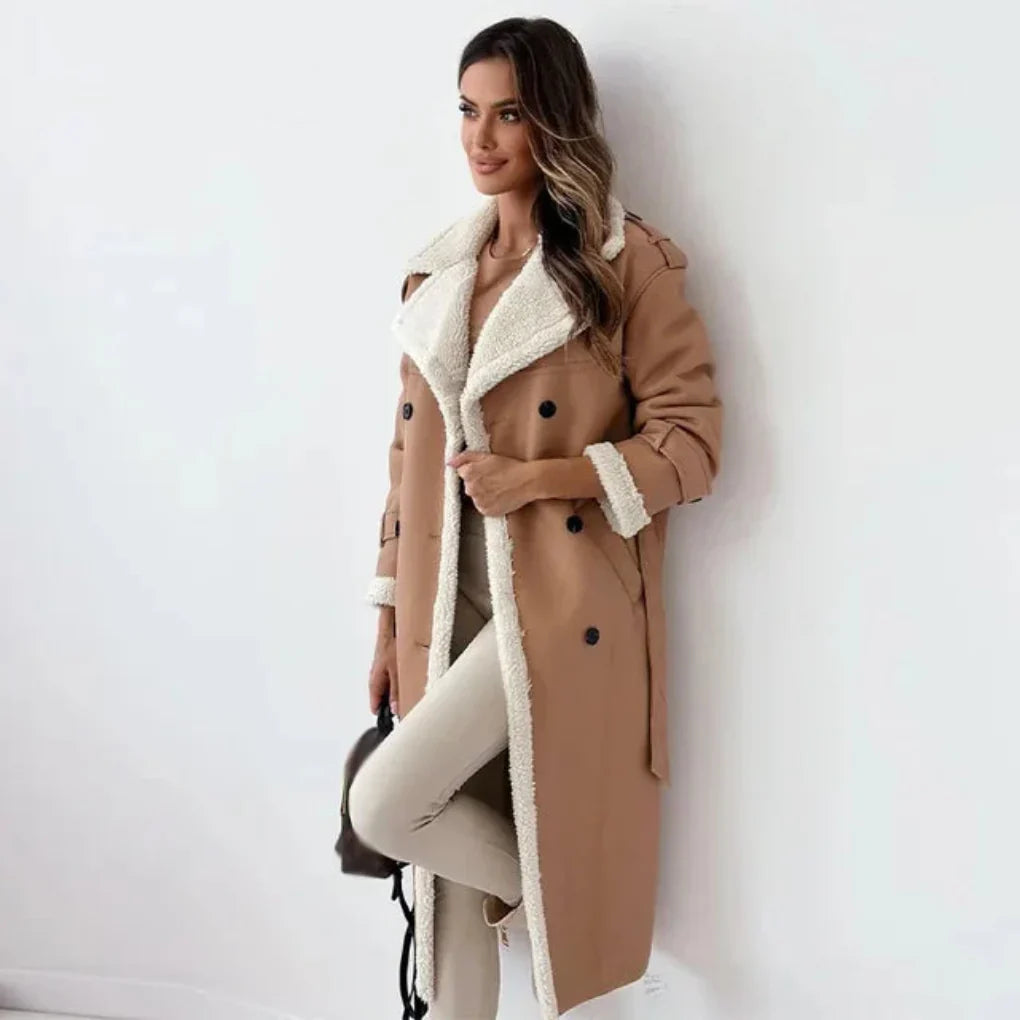 Women's Long Button Down Coat - Fashinoza