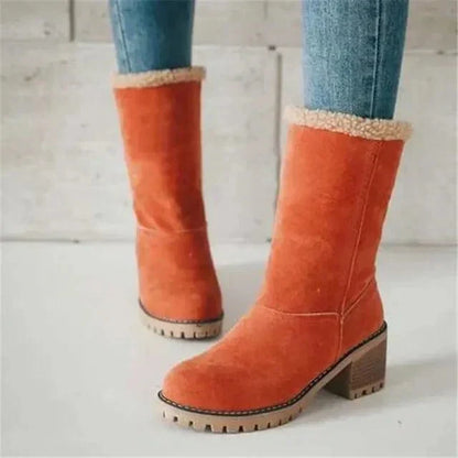 Women's Mid Calf Boots Block Heel Lug Sole