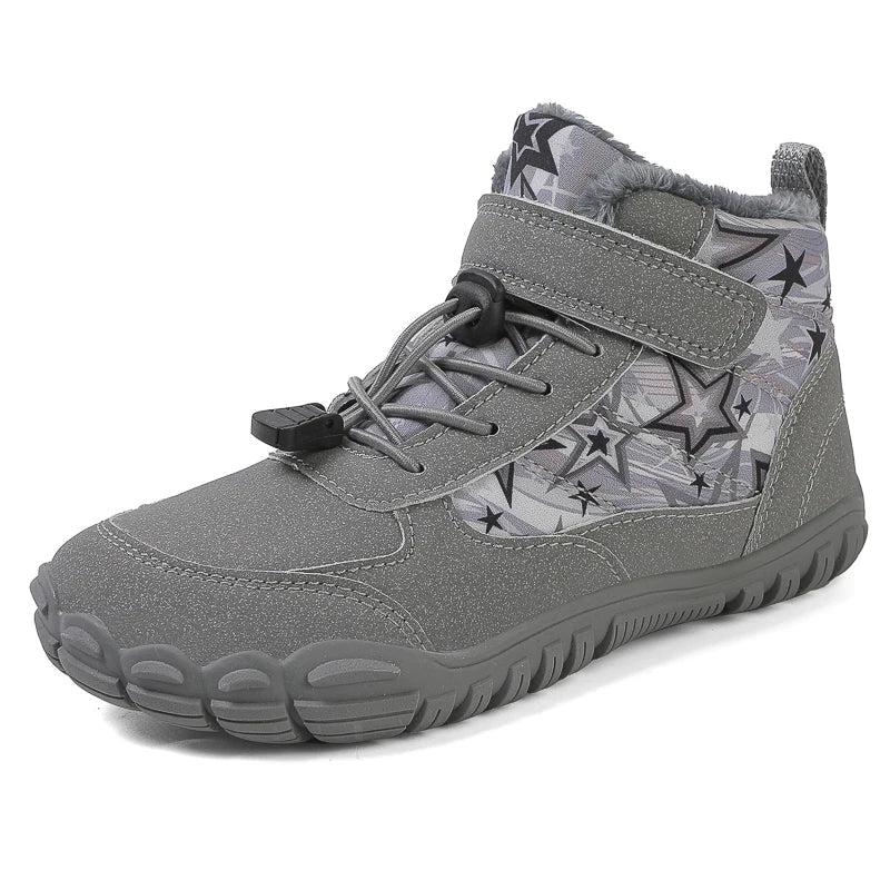 Kids Waterproof Barefoot Snow Boots Wide Toe Warm Fur Lined Outdoor Winter Sneakers