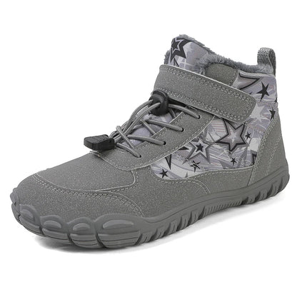 Kids Waterproof Barefoot Snow Boots Wide Toe Warm Fur Lined Outdoor Winter Sneakers